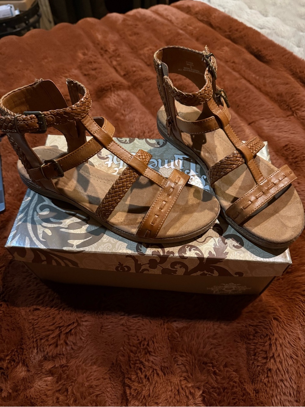 Limelight Braided T-Strap Gladiator Sandals - Brown